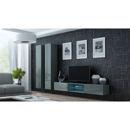Cama Living room cabinet set VIGO 19 grey/grey gloss - Modern wall unitsMES-NOW<<<Wall UnitsMES<<<ActionPL