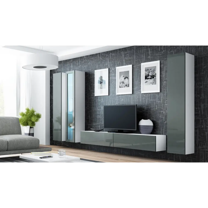 Cama Living room cabinet set VIGO 2 white/grey gloss - Modern wall unitsMES-NOW<<<Wall UnitsMES<<<ActionPL
