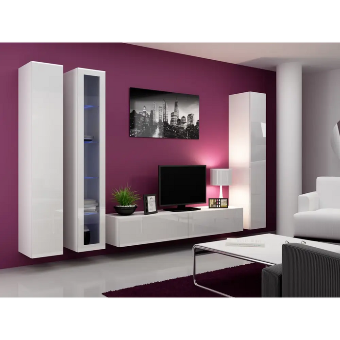 Cama Living room cabinet set VIGO 2 white/white gloss - Modern wall unitsMES-NOW<<<Wall UnitsMES<<<ActionPL