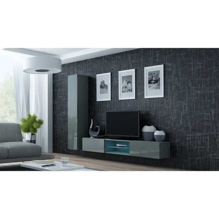 Cama Living room cabinet set VIGO 21 grey/grey gloss - Modern wall unitsMES-NOW<<<Wall UnitsMES<<<ActionPL