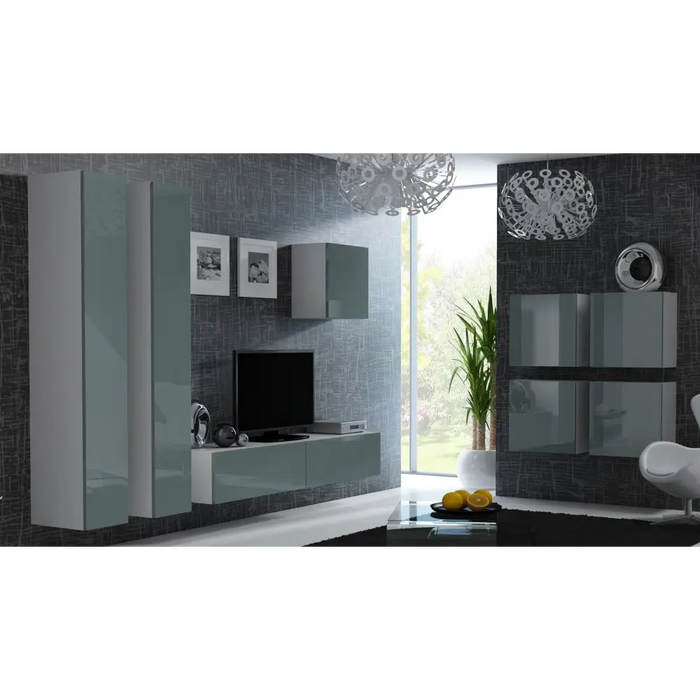 Cama Living room cabinet set VIGO 24 white/grey gloss - Modern wall unitsMES-NOW<<<Wall UnitsMES<<<ActionPL