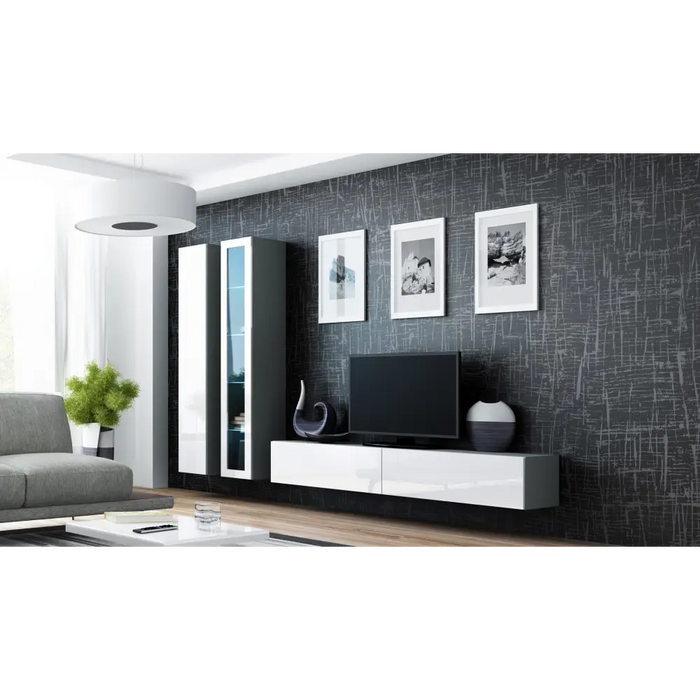 Cama Living room cabinet set VIGO 3 grey/white gloss - Modern wall unitsMES-NOW<<<Wall UnitsMES<<<ActionPL