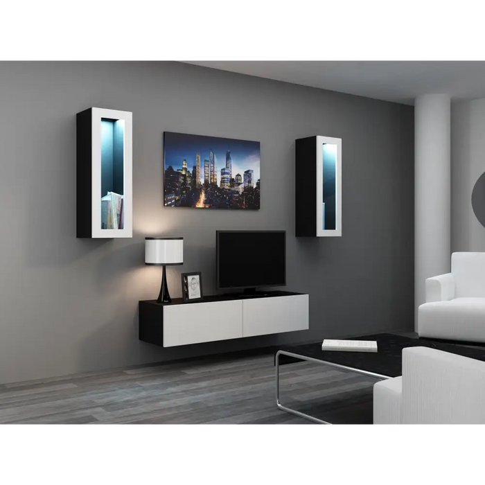 Cama Living room cabinet set VIGO 8 black/white gloss - Modern wall unitsMES-NOW<<<Wall UnitsMES<<<ActionPL