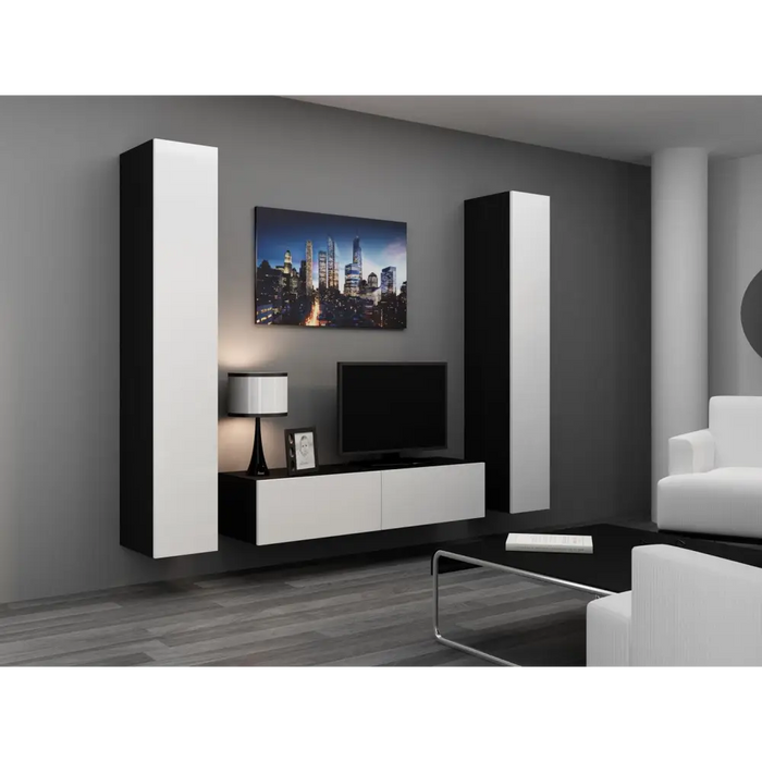 Cama Living room cabinet set VIGO 9 black/white gloss - Modern wall unitsMES-NOW<<<Wall UnitsMES<<<ActionPL