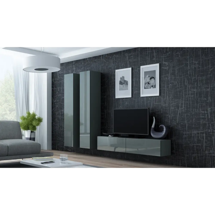 Cama Living room cabinet set VIGO 9 grey/grey gloss - Modern wall unitsMES-NOW<<<Wall UnitsMES<<<ActionPL