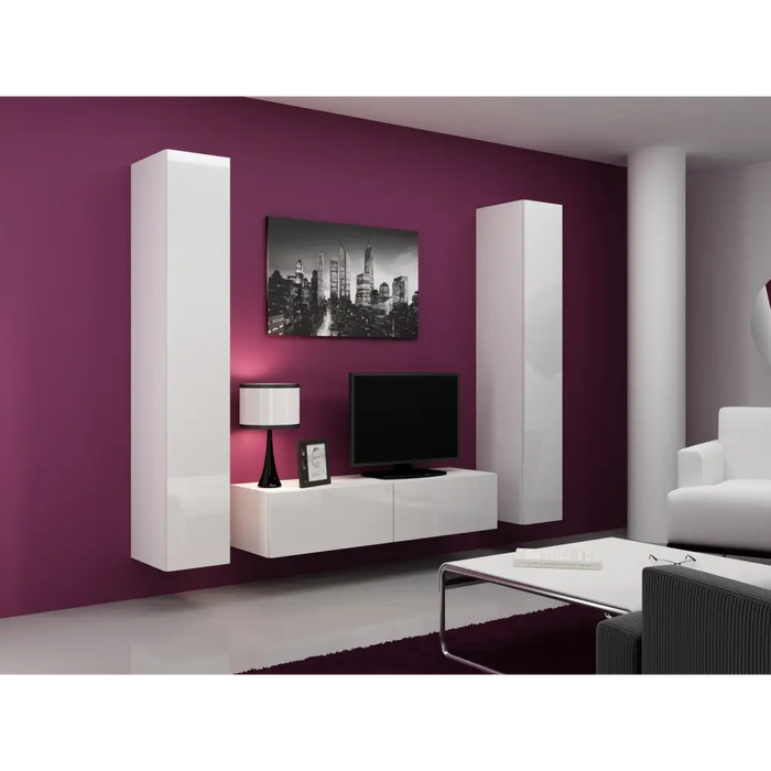 Cama Living room cabinet set VIGO 9 white/white gloss - Modern wall unitsMES-NOW<<<Wall UnitsMES<<<ActionPL