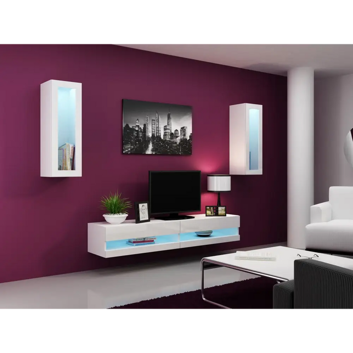 Cama Living room cabinet set VIGO NEW 11 white/white gloss - Modern wall unitsMES-NOW<<<Wall UnitsMES<<<ActionPL
