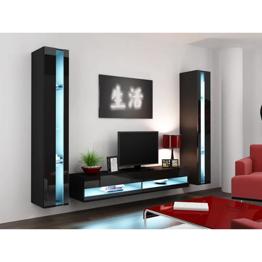 Cama Living room cabinet set VIGO NEW 3 black/black gloss - Modern wall unitsMES-NOW<<<Wall UnitsMES<<<ActionPL