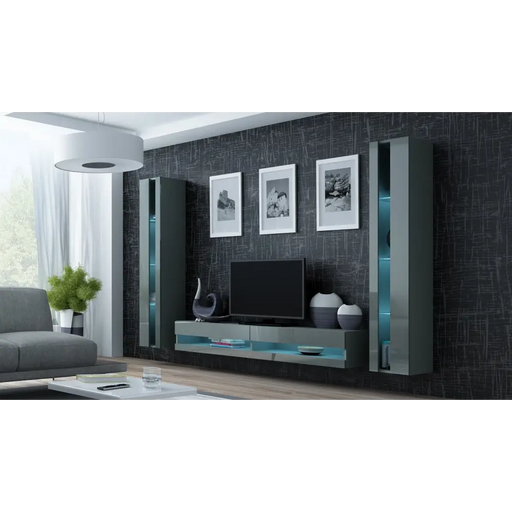 Cama Living room cabinet set VIGO NEW 3 grey/grey gloss - Modern wall unitsMES-NOW<<<Wall UnitsMES<<<ActionPL