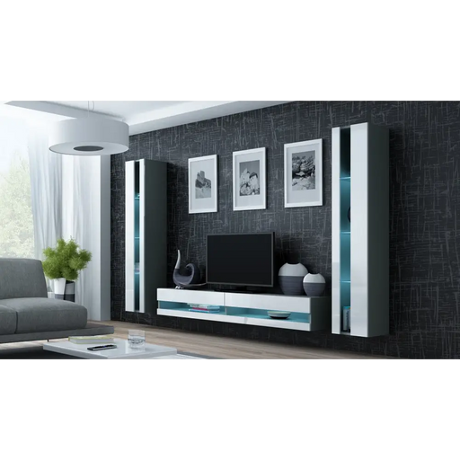 Cama Living room cabinet set VIGO NEW 3 grey/white gloss - Modern wall unitsMES-NOW<<<Wall UnitsMES<<<ActionPL