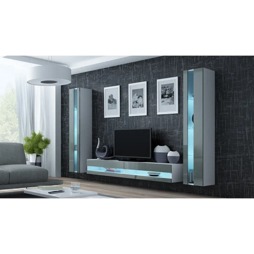 Cama Living room cabinet set VIGO NEW 3 white/grey gloss - Modern wall unitsMES-NOW<<<Wall UnitsMES<<<ActionPL
