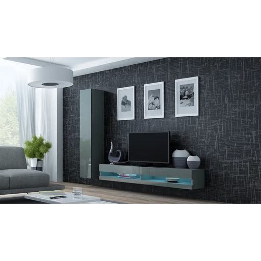 Cama Living room cabinet set VIGO NEW 9 grey/grey gloss - Modern wall unitsMES-NOW<<<Wall UnitsMES<<<ActionPL