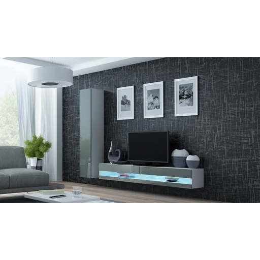 Cama Living room cabinet set VIGO NEW 9 white/grey gloss - Modern wall unitsMES-NOW<<<Wall UnitsMES<<<ActionPL