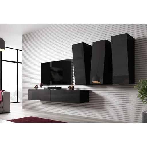 Cama Living room cabinet set VIGO SLANT 1 black/black gloss - Modern wall unitsMES-NOW<<<Wall UnitsMES<<<ActionPL