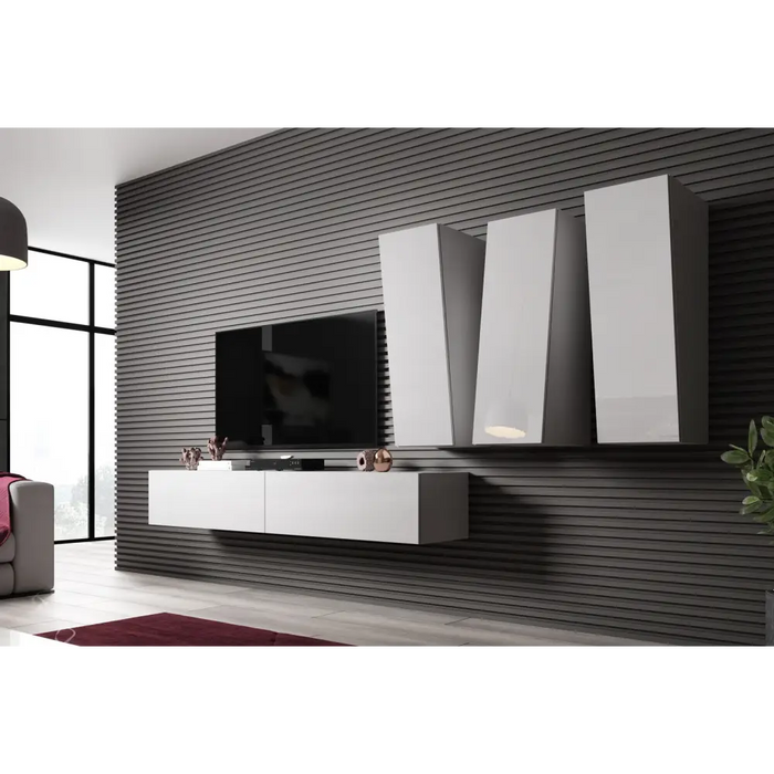 Cama Living room cabinet set VIGO SLANT 1 white/white gloss - Modern wall unitsMES-NOW<<<Wall UnitsMES<<<ActionPL