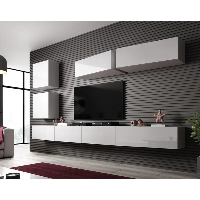 Cama Living room cabinet set VIGO SLANT 5 white/white gloss - Modern wall unitsMES-NOW<<<Wall UnitsMES<<<ActionPL