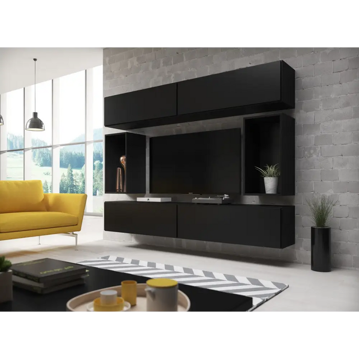 Cama living room furniture set ROCO 1 (4xRO1 + 2xRO4) black/black/black - Modern wall unitsMES-NOW<<<Wall
