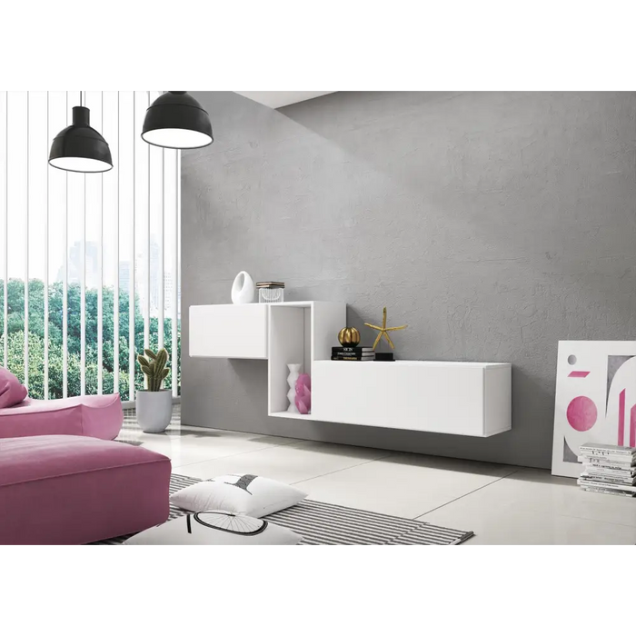 Cama living room furniture set ROCO 11 (RO1 + RO3 + RO4) white/white/white - Modern wall unitsMES-NOW<<<Wall