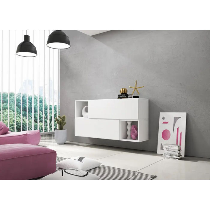 Cama living room furniture set ROCO 14 (2xRO1 + 2xRO6) white/white/white - Modern wall unitsMES-NOW<<<Wall