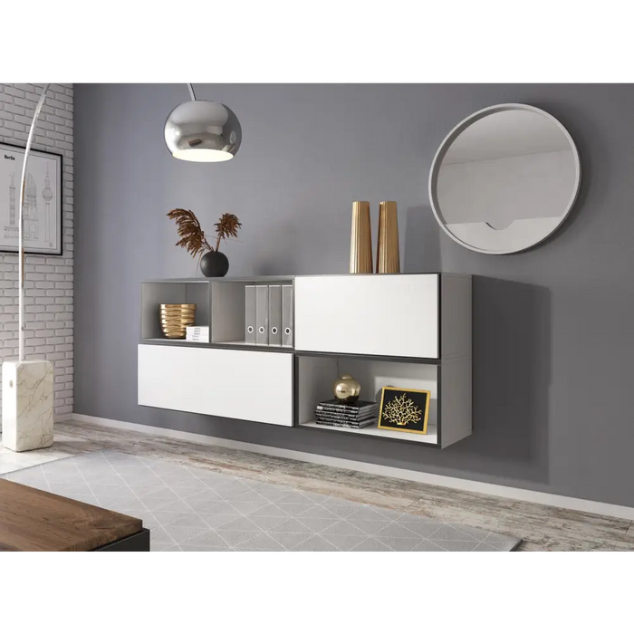 Cama living room furniture set ROCO 16 (RO1 + RO2 + RO3 + RO4) black/white/black - Modern wall unitsMES-NOW<<<Wall
