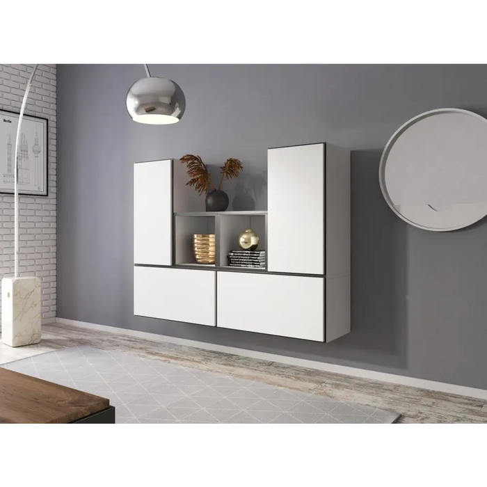Cama living room furniture set ROCO 18 (4xRO3 + 2xRO6) white/black/white - Modern wall unitsMES-NOW<<<Wall
