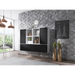 Cama living room furniture set ROCO 19 (4xRO3 + 4xRO6) white/white/black - Modern wall unitsMES-NOW<<<Wall