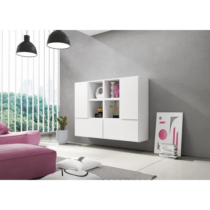 Cama living room furniture set ROCO 19 (4xRO3 + 4xRO6) white/white/white - Modern wall unitsMES-NOW<<<Wall