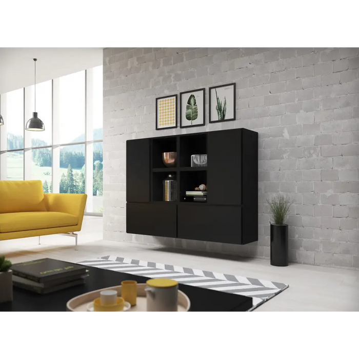 Cama living room furniture set ROCO 19 (4xRO3 + 4xRO6) black/black/black - Modern wall unitsMES-NOW<<<Wall