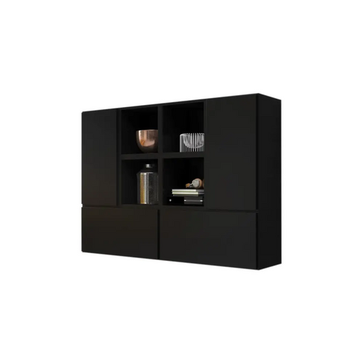 Cama living room furniture set ROCO 19 (4xRO3 + 4xRO6) black/black/black - Modern wall unitsMES-NOW<<<Wall