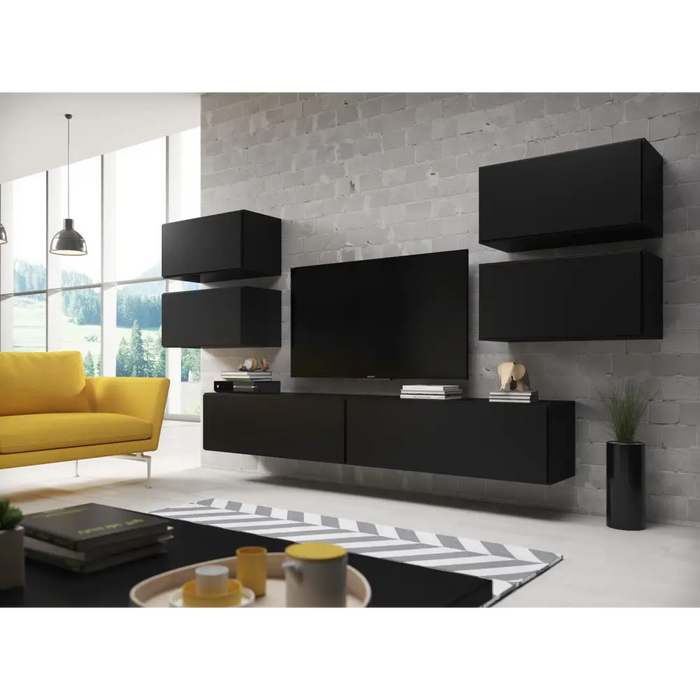 Cama living room furniture set ROCO 2 (2xRO1 + 4xRO3) black/black/black - Modern wall unitsMES-NOW<<<Wall