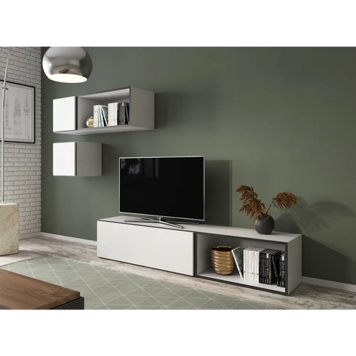 Cama living room furniture set ROCO 5 (RO1 + 2xRO4 + 2xRO5) white/black/white - Modern wall unitsMES-NOW<<<Wall