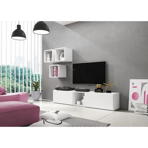 Cama living room furniture set ROCO 8 (2xRO3 + 4xRO6) white/white/white - Modern wall unitsMES-NOW<<<Wall