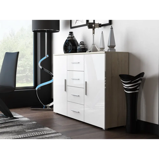 Cama living room sideboard UNI sonoma oak/white gloss - Chests of drawers made of furniture