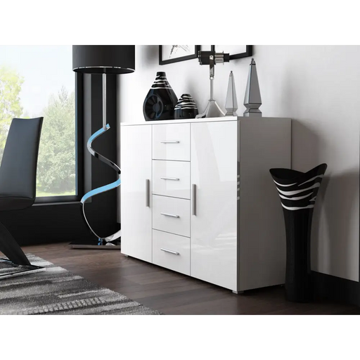 Cama living room sideboard UNI WHITE white/white gloss - Chests of drawers made of furniture