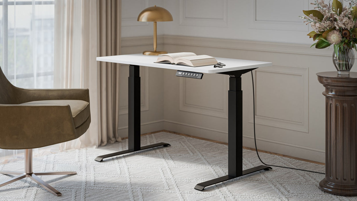 Desk with electric height adjustment MOON 121x67x72-120 Black/White