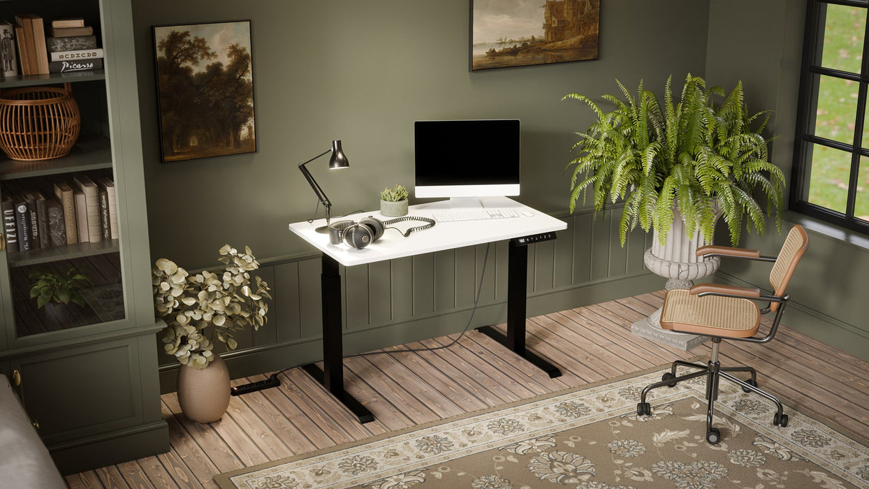 Desk with electric height adjustment MOON 121x67x72-120 Black/White
