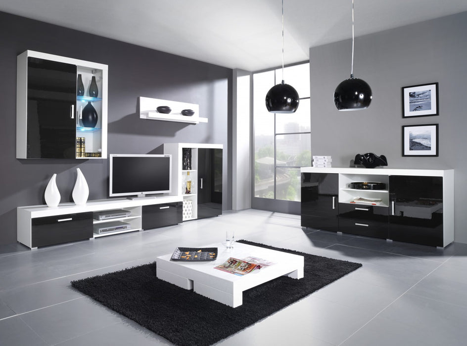 Cama hanging display cabinet SAMBA white/black gloss