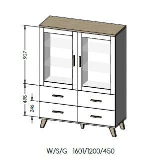 Cama display cabinet LOTTA 2D4D wotan oak + mat black