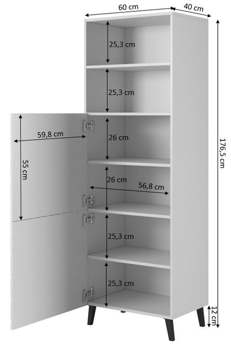 Cabinet ABETO 60x40x176,5 cm graphite/glossy graphite