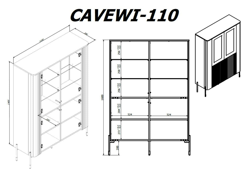 Cama VERA display cabinet 110x40x160 matt cashmere