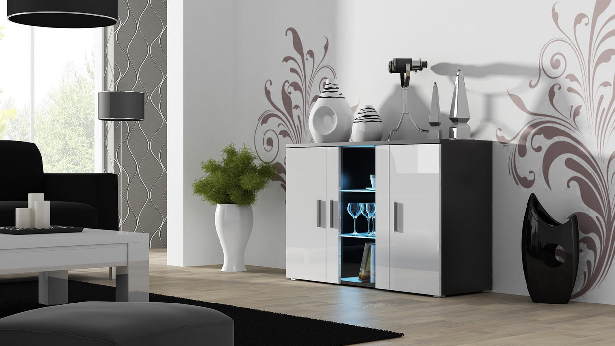 Cama sideboard 120 cm SOHO S7 black/white gloss