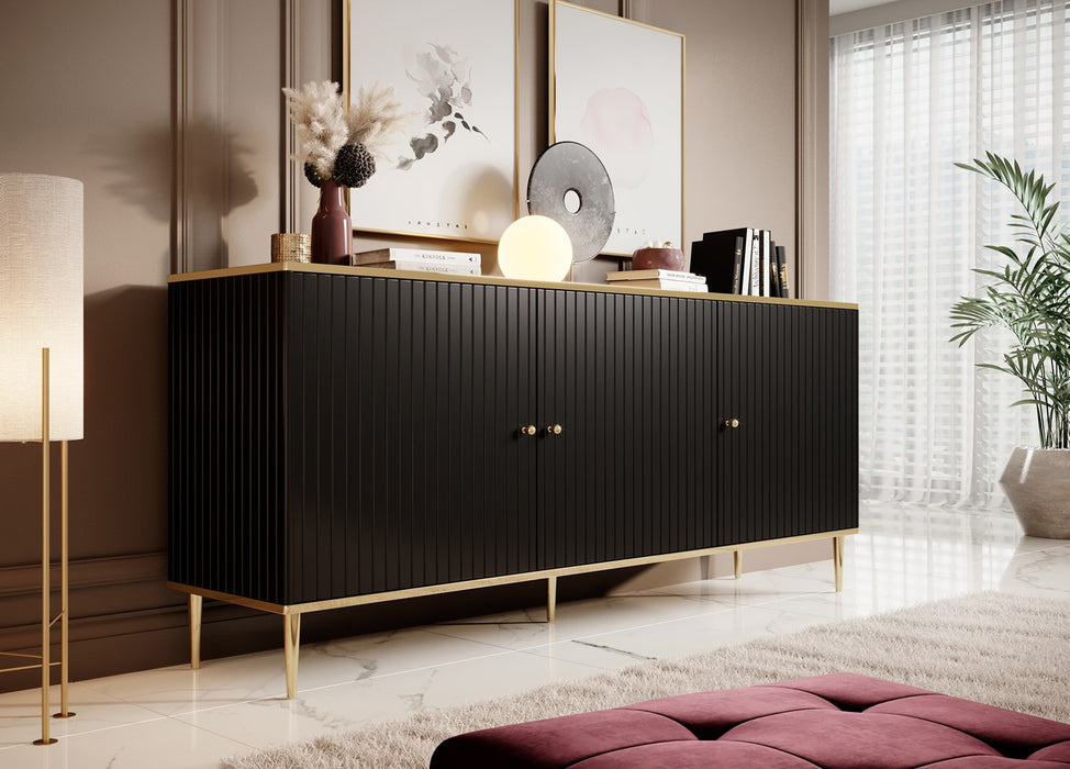 GLAMOUR chest 180x40x75.5 cm black matt + gold