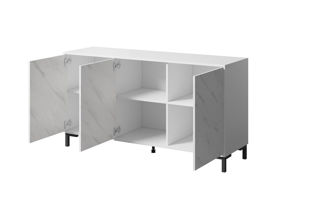 MARMO 3D chest of drawers 150x45x80.5 cm white matt/marble white