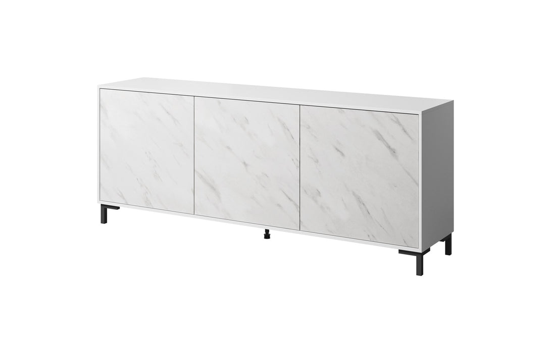 MARMO 3D chest of drawers 200x45x80,5 cm white matt/marble white
