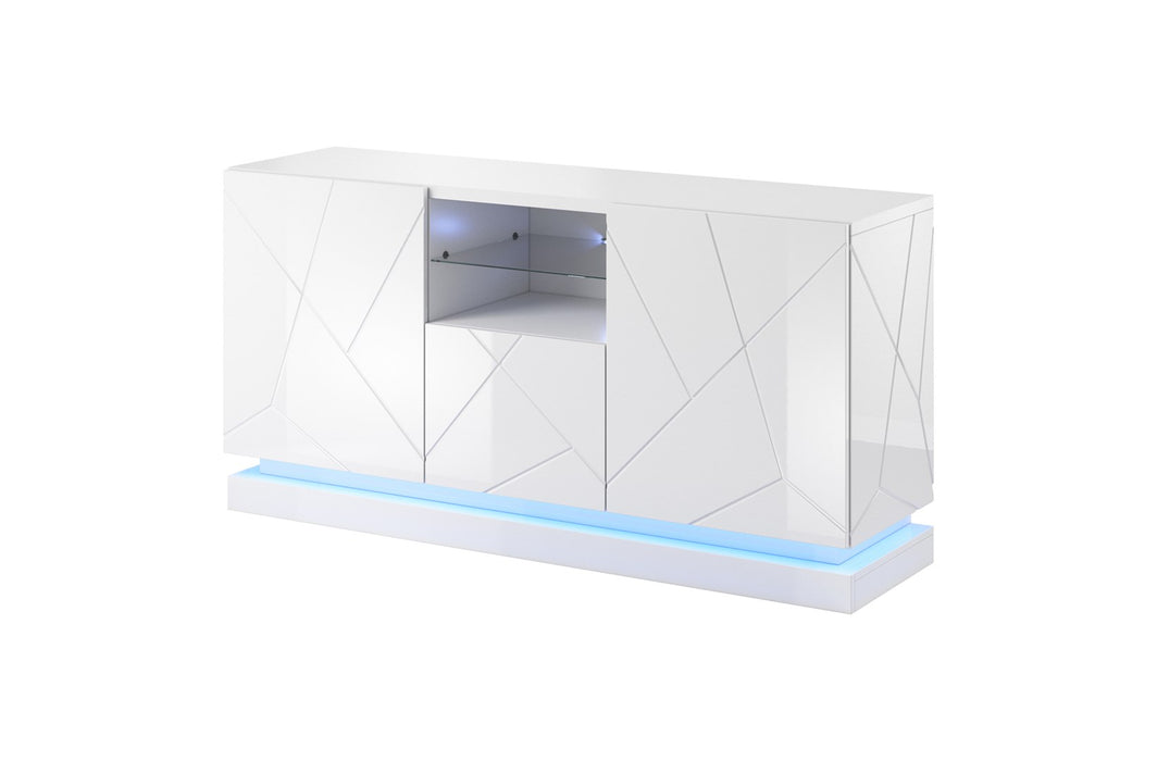 QIU 2D1K chest of drawers 150x41.5x75 cm glossy white/glossy white