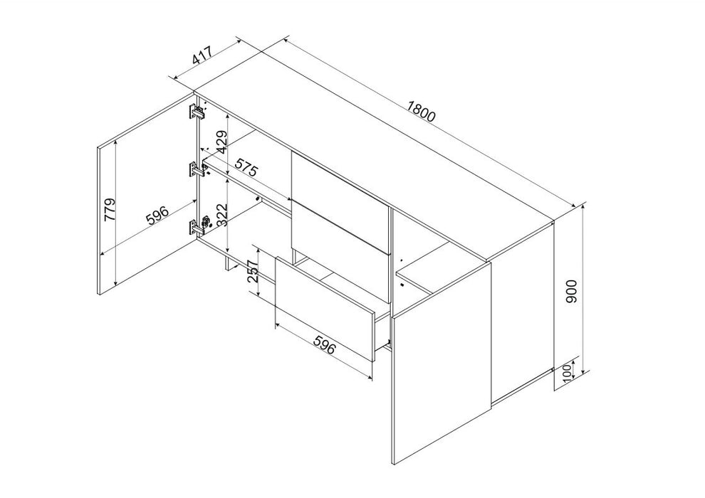 Cama 2D3S ALMA chest of drawers 180x41.5xH90 cashmere