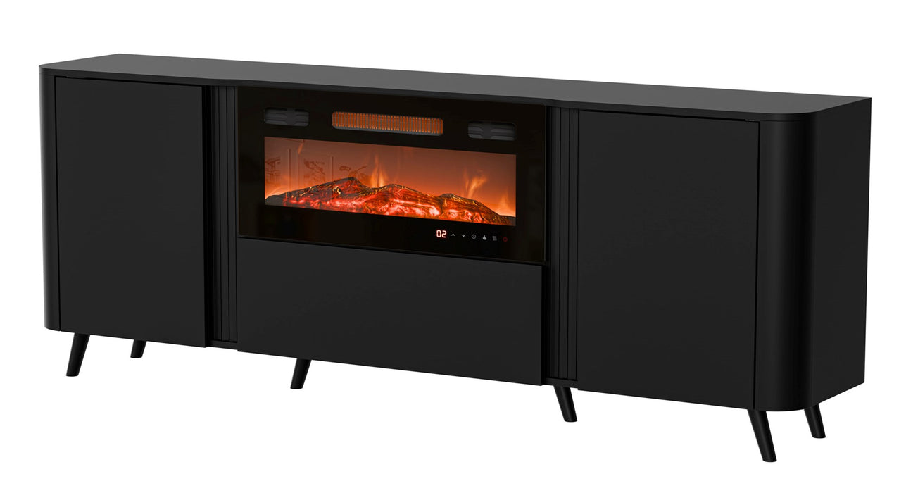 Cama Volare chest of drawers 200 x 39 x 75 cm black + fireplace
