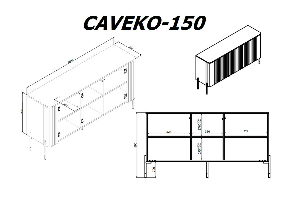 Cama VERA chest of drawers 150x40x80 cashmere matt