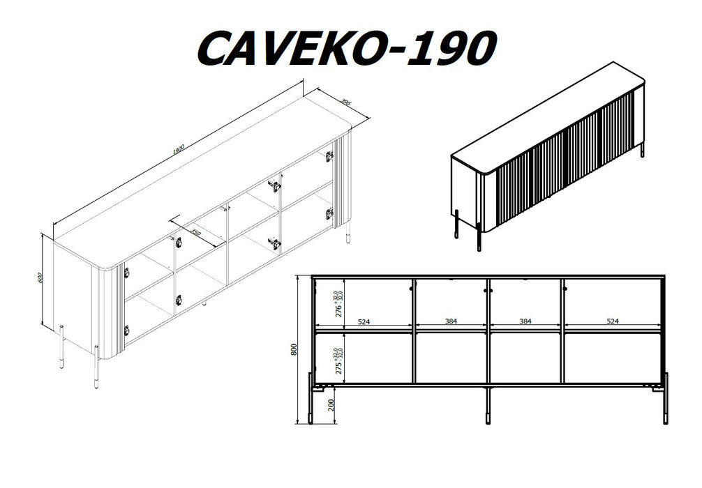 Cama VERA chest of drawers 190x40x80 black matt