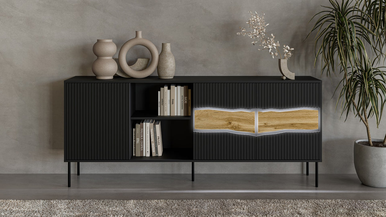 Cama INSERTO 3D1W chest of drawers 190x40x80 black + LED